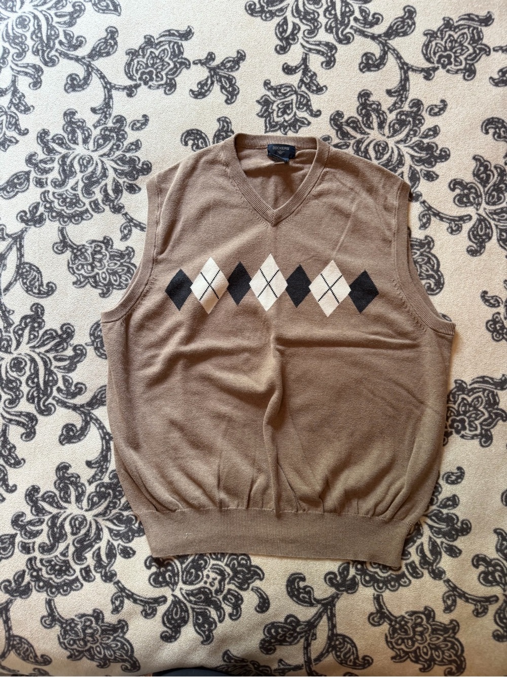 Classic Brown Argyle V-Neck Sweater Vest